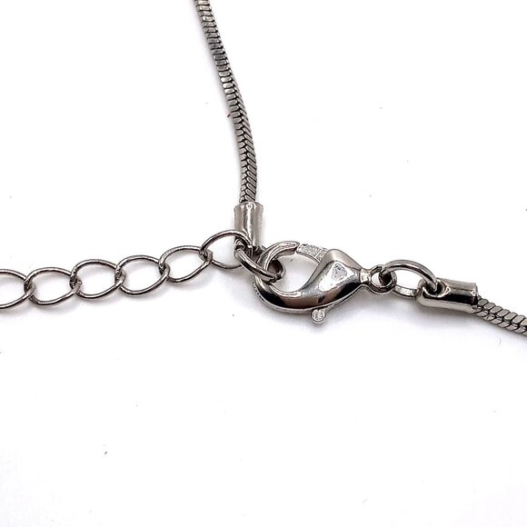 American Eagle Choker Necklace Silver-Tone Snake Chain Adjustable 12"-15" Length - Picture 6 of 10